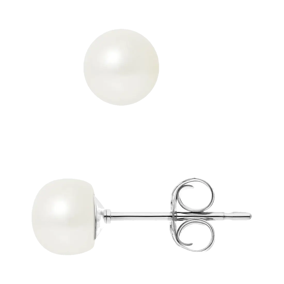 Boucles d'oreilles Puces en Argent & Perles d'Eau Douce boutons blanc naturel Ø 6-7 mm