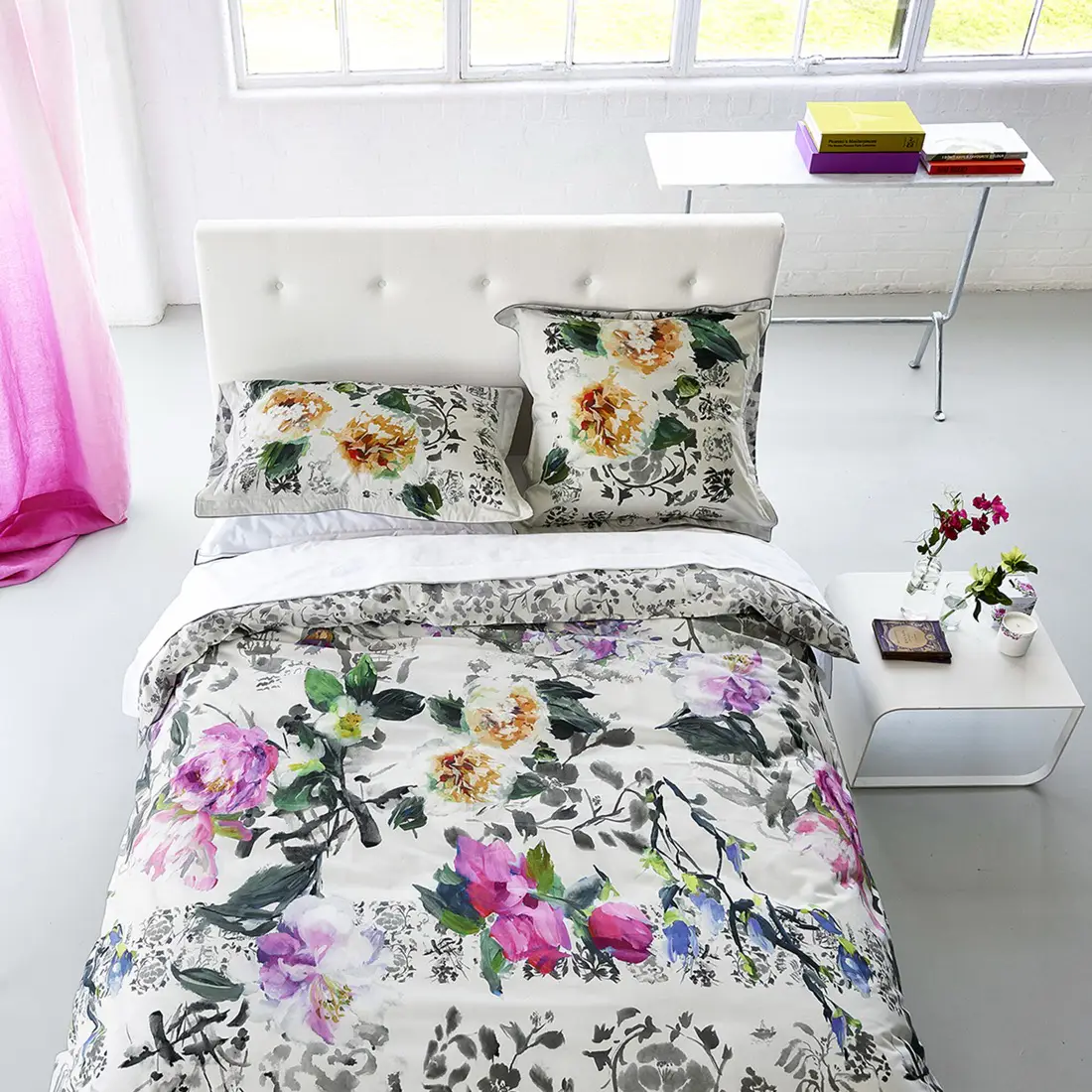 Housse de couette imprimée en percale de coton Majolica multicolore